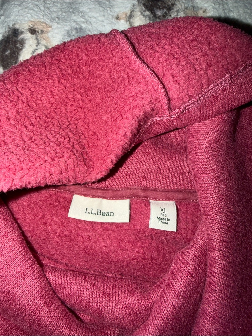 L.L. Bean Women's Deep Pink Fleece-Lined Cowl Neck Sweater